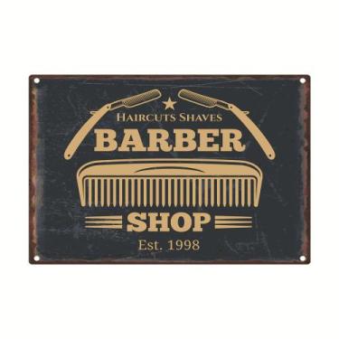 Imagem de Decoração de parede de metal, barbearia vintage, pintura em ferro, 20x