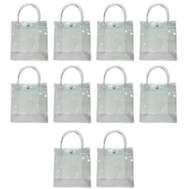 Imagem de 10 Sacolinha 16x15 Transparente Plástica Sacola Lembrancinha Pvc Anive