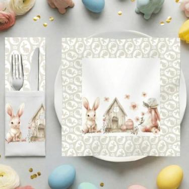 Imagem de Kit Páscoa 16 Peças 8 Porta Talher 8 Guardanapos para Mesa Posta Elega