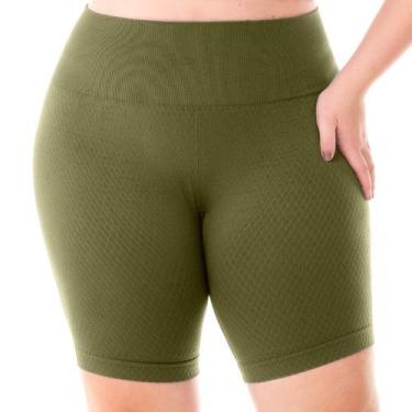 Imagem de Short Fitness sem Costura Plus Size com Jacquard Colmeia Cactus Zee Ru