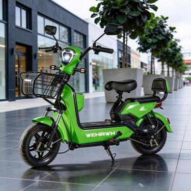 Imagem de Bicicleta Elétrica Tipo Scooter WeHawk Basket 500W Urbana, Verde