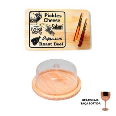 Imagem de OFERTA KIT 2pçs KIT Frios de Madeira Natural e Boleira com tampa GRÁTI