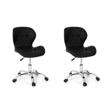 Imagem de Conjunto 02 Cadeiras Office Eiffel Slim Base Giratória Preta - IMPÉRIO