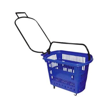 Imagem de Cesto Plastico Para Compras Com Rodas Amapa Azul 30 Litros Capacidade 