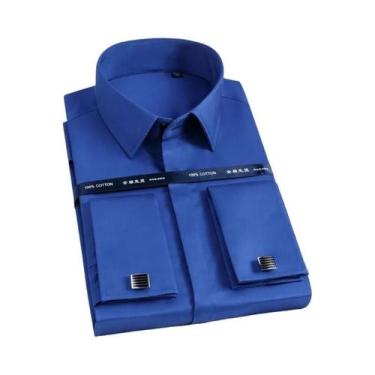 Imagem de Camisa Masculina Slim Fit De Manga Longa Com Punhos Franceses Em Algod