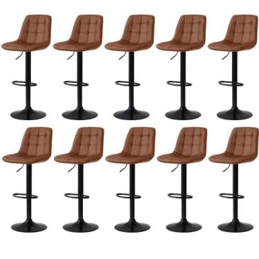 Imagem de Kit 10 Banqueta Alta Elegance Com Base Giratória E Marrom - IMPÉRIO BR