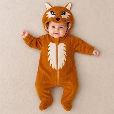 Imagem de Macacão Infantil Plush Bebê Fantasia Manga E Capuz Temático - - BEBE E