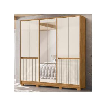 Imagem de Guarda Roupa Casal Alasca 10 Portas Freijó Off White Com Espelho - Mov