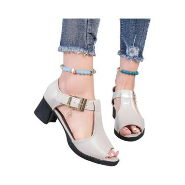 Imagem de Sandálias Femininas De Verão Com Salto Confortáveis E Modernas, Bico R