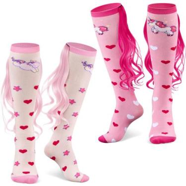 Imagem de Meias Tarpop Funny Silly Unicorn Mermaid com perucas para meninas