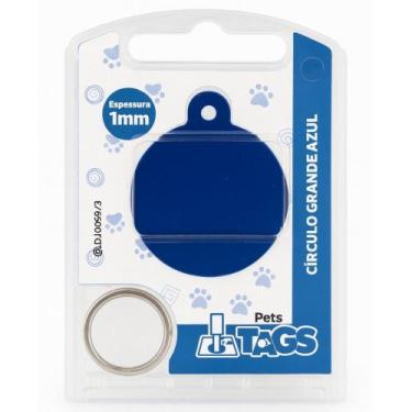Imagem de Plaquinha de Identificação Personalizada - Círculo Azul G - Pets Tags
