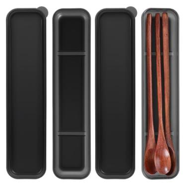 Imagem de 2 peças de caixa portátil para talheres simples, porta-utensílios com tampa, caixa de armazenamento de talheres de viagem, utensílios de acampamento, estojos de talheres para garfo, pauzinhos, colher