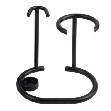 Imagem de Suporte de ferramentas de barbear com design de suporte duplo para barbeador de barba e pincel de exibição preto variante