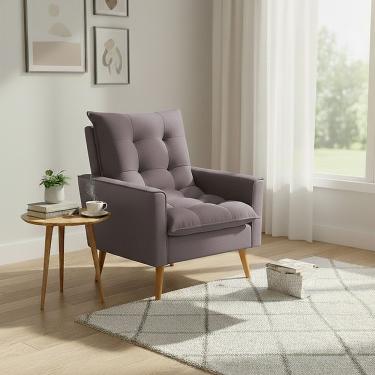 Imagem de Poltrona Sala De Estar 92cm Suave Conforto Acolhedor E Estilo Perfeito Para Qualquer Sala Bege Ester