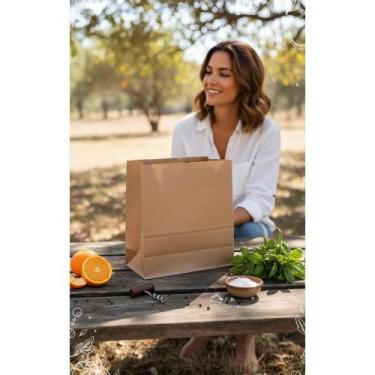 Imagem de Saco Kraft Grande Preto P/ Delivery C/100 - 32x30x19cm - Congratulatio