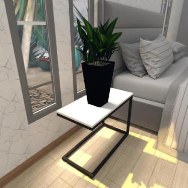 Imagem de Mesa De Cabeceira Industrial Branca Off White Canto Quarto Cabeceira M