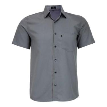 Imagem de Camisa Social Masculina Mc Lbl Com Bolso Não Amassa 3031, Chumbo, 1