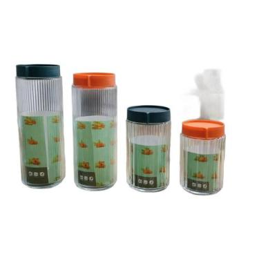 Imagem de Conjunto 4 Potes Redodndo de Vidro com Tampa - IDEAL