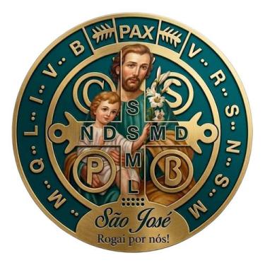 Imagem de Adesivo Medalha de São Bento com São José 10 cm - FORNECEDOR 6