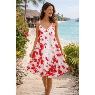 Imagem de Vestido Feminino Longo Indiano Tie Day Bordado Alça Cor:VermelhoTamanh