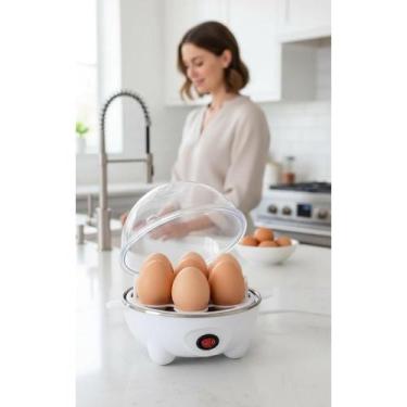 Imagem de 2x Cozedor Elétrico 7 Ovos Branco - Rápido e Prático 220v - Congratula