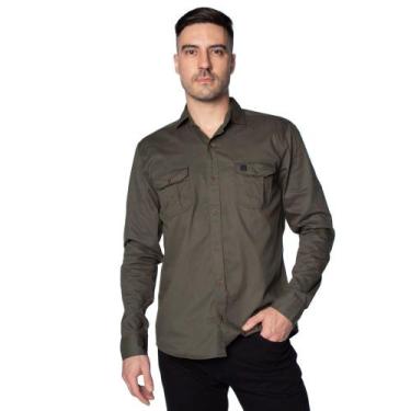Imagem de Camisa Masculina Amil com Bolsos Musgo, Musgo, 4
