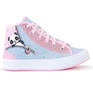 Imagem de Tênis Infantil Panda Feminino Casual Botinha Menina Glitter Escolar - 