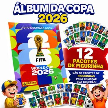 Imagem de Album Oficial Copa Mundo 2026 Panini 12 Pacotes De Figurinha Presente 