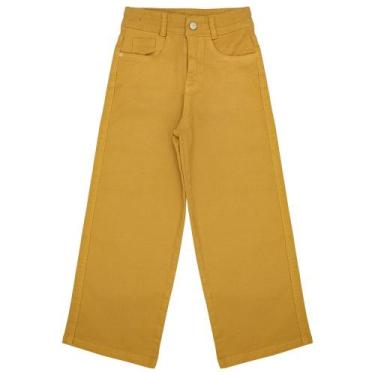 Imagem de Calça Juvenil Look Jeans Wide Leg Sarja, Mostarda, 18