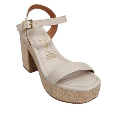Imagem de Sandália Feminino Salto Plataforma - Vizzano 124, Branco off, 35
