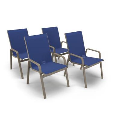 Imagem de Kit 4 Cadeiras Riviera Piscina Jardim Alumínio Fendi Tela - Aluv Móvei