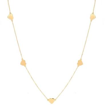 Imagem de Colar Corrente Veneziana 45cm Pingente Coração De Ouro 18k - DR Joias