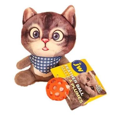 Imagem de Brinquedo pra gatos pet bolinha interativa com penas plumas - Brasbaby