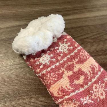 Imagem de Meia Grossa de La Rosa com Detalhes Rosa Claro com Branco - Fashion So