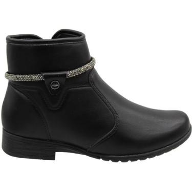 Imagem de Bota Cano Curto Dakota Vertuo Tira Strass Feminino, Preto, 37