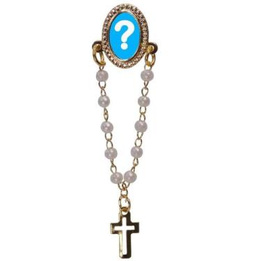 Imagem de 12 Bottons com Mini Terço Personalizado - SJO Artigos Religiosos