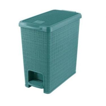 Imagem de Lixeira Juta Retangular com Pedal em Plastico Verde 12L - Nitron