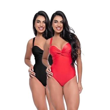 Imagem de Kit Maiô Feminino Bojo Fixo Transpassado Levanta Busto Praia - HYPE MO