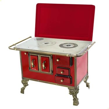 Imagem de Fogão a Lenha Barroco N graus 3 21708 Venâncio Mesa de Ferro Fundido Esmaltado Vermelho com Tampa