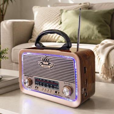 Imagem de Radio Portátil Lanterna Caixa De Som Recarregável LEDs USB - Genérico,