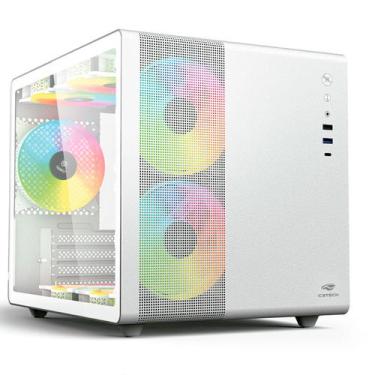 Imagem de Gabinete Gamer Aquário C3Tech Gaming Aquarius MT-G710WH, Lateral em Vi