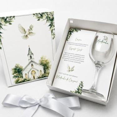 Imagem de Kit Padrinho ou Madrinha de Crisma  Taça Personalizada + Caixa Premium