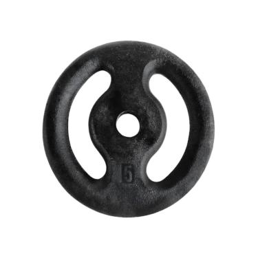 Imagem de Anilha Ferro Fundido Pintada Academia 5,0kg Alça Lateral Preto Anilhas Fitness