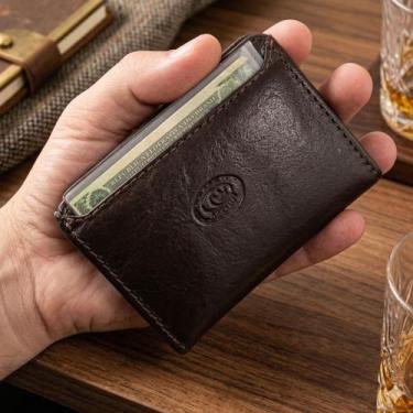 Imagem de Carteira Masculina Pequena Slim Porta Cartão Couro Legítimo - A2R, Mar