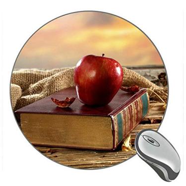 Imagem de Mouse pad vermelho vermelho para mesa de maçã com folhas secas e folhas secas para jogos da Old Book