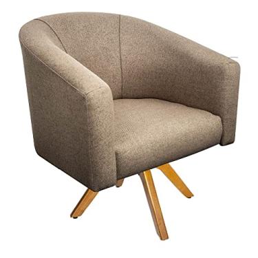 Imagem de Poltrona Luiza Linho Tabaco Base Madeira - Amarena Móveis