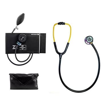 Imagem de Kit Esfigmomanometro Bic + Estetoscopio Profissional Bic (Black Raimbow Dourado)