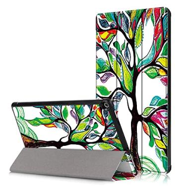 Imagem de YYSS Capa para tablet Amazon Kindle Fire HD 8 (versões 2016 2017 2018, 8ª/7ª/6ª geração), 8", Smart Cover com função automática de despertar/hibernar, padrão vívido