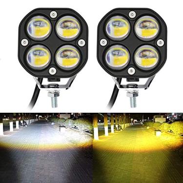 Imagem de Luzes LED de neblina para dirigir, luzes de neblina âmbar/amarelo, branco, duas cores, 2 peças, 40 W, 7 cm, luzes de LED off-road para trabalho, luzes auxiliares, luzes de vala, adequadas para