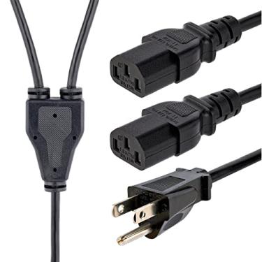 Imagem de StarTech.com Cabo Y de alimentação para computador de 3 m, NEMA 5-15P para 2x C13, 10A 125V, 18AWG, cabo de alimentação CA de substituição, cabo de alimentação de impressora, cabo de alimentação de
